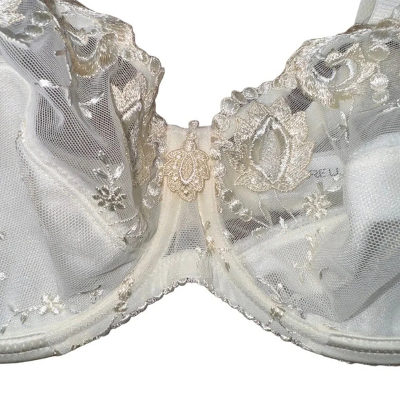 {Conturelle} "Provence Full Cup Underwire Bra" Unlined Sheer Swiss Floral Lace - Picture 4 of 8